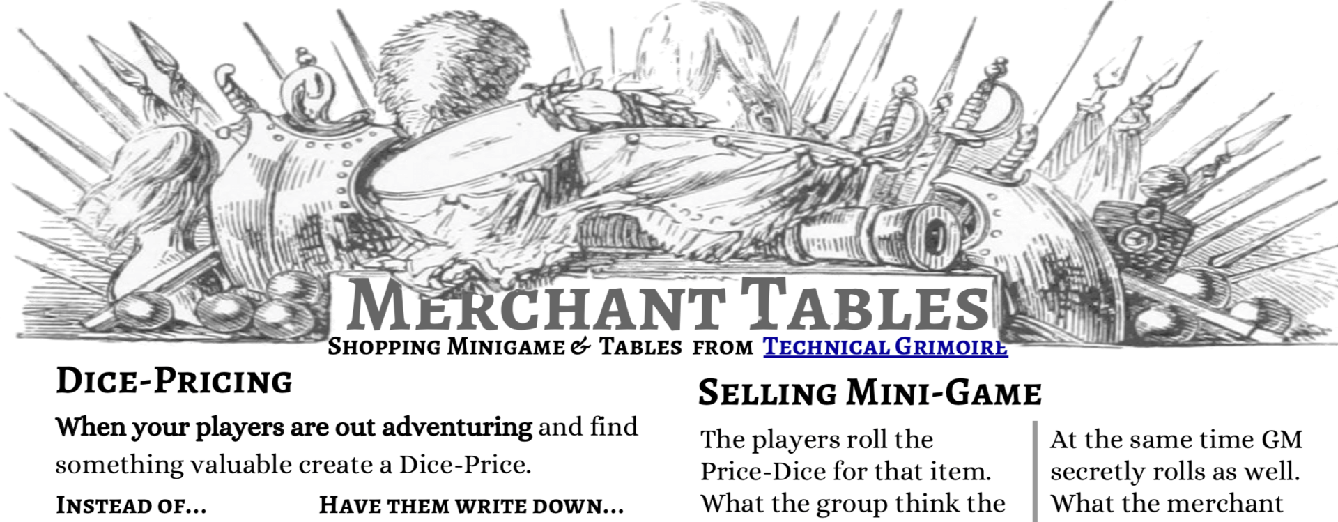 Merchant Tables