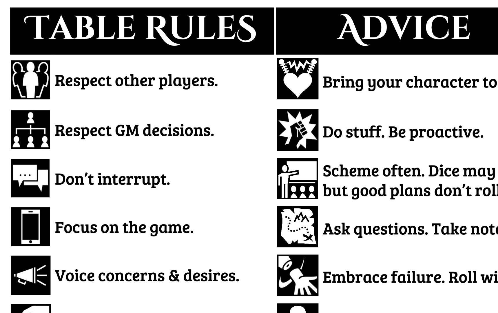 Table Rules